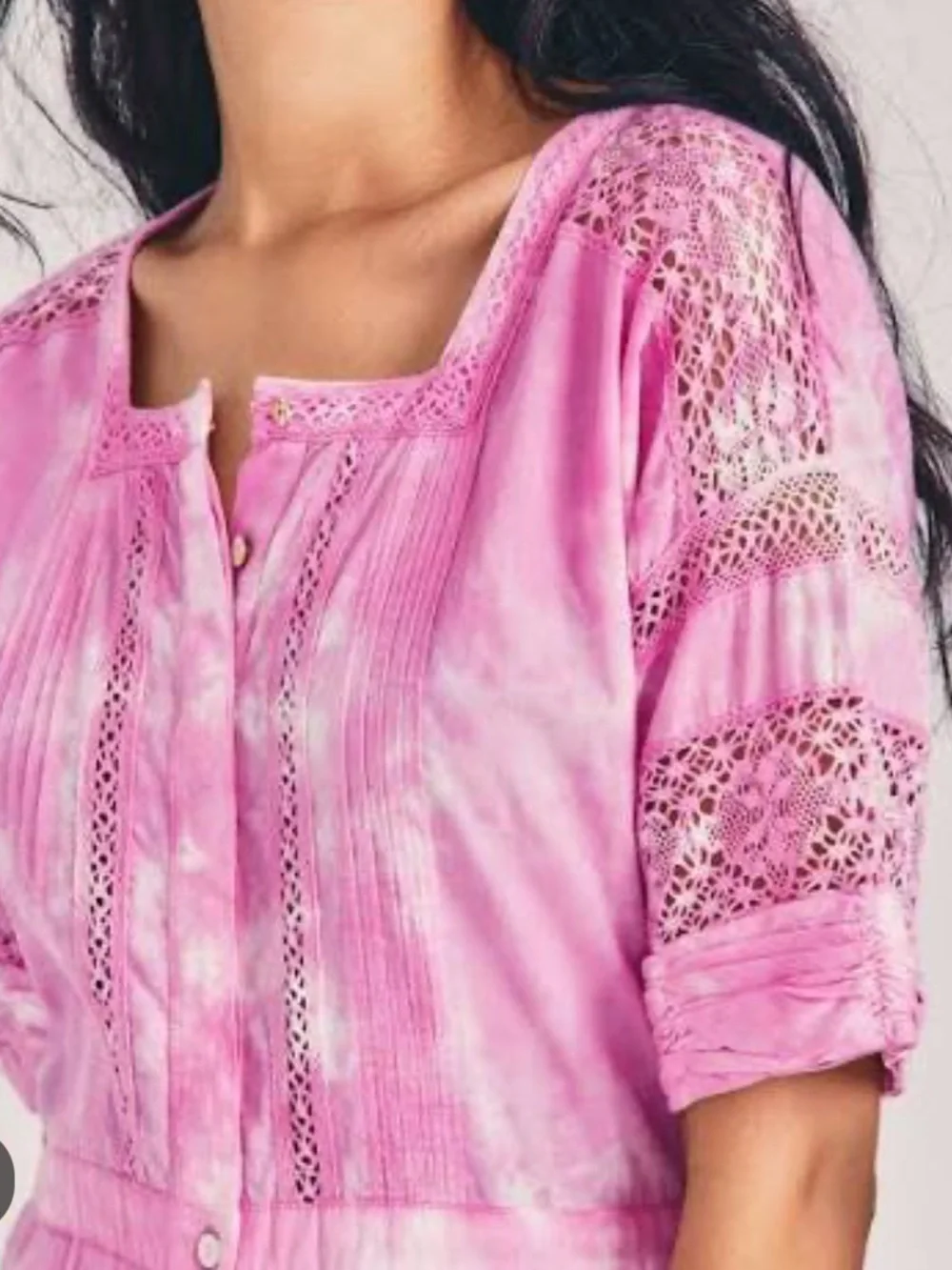 NWT LOVESHACKFANCY Edie dress in Begonia  Pink hand Tie-Dye size large - Picture 4 of 16